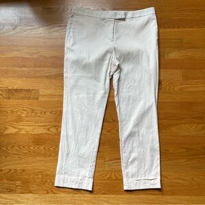 Ann Taylor Cream Cropped Linen Blend Trousers